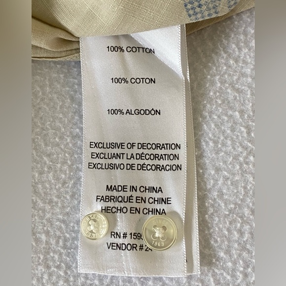 Ben Sherman Shirt Men’s Medium Beige w Blue Floral Print Short Sleeve Cotton # - Picture 7 of 10